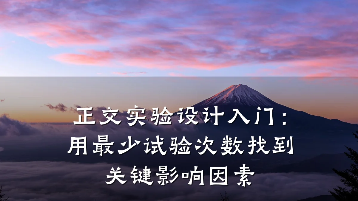 正交实验设计入门:用最少试验次数找到关键影响因素