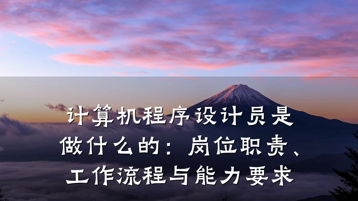 计算机程序设计员是做什么的：岗位职责、工作流程与能力要求