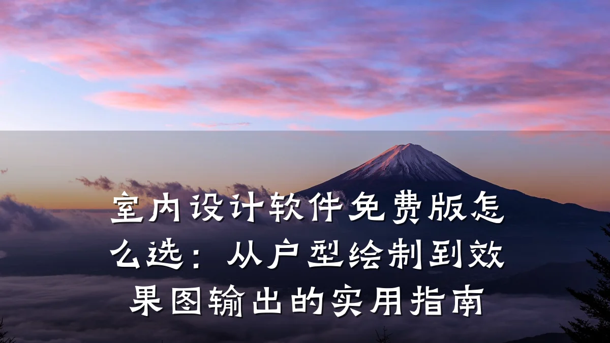 室内设计软件免费版怎么选:从户型绘制到效果图输出的实用指南