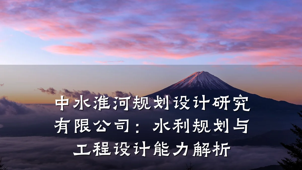 中水淮河规划设计研究有限公司:水利规划与工程设计能力解析
