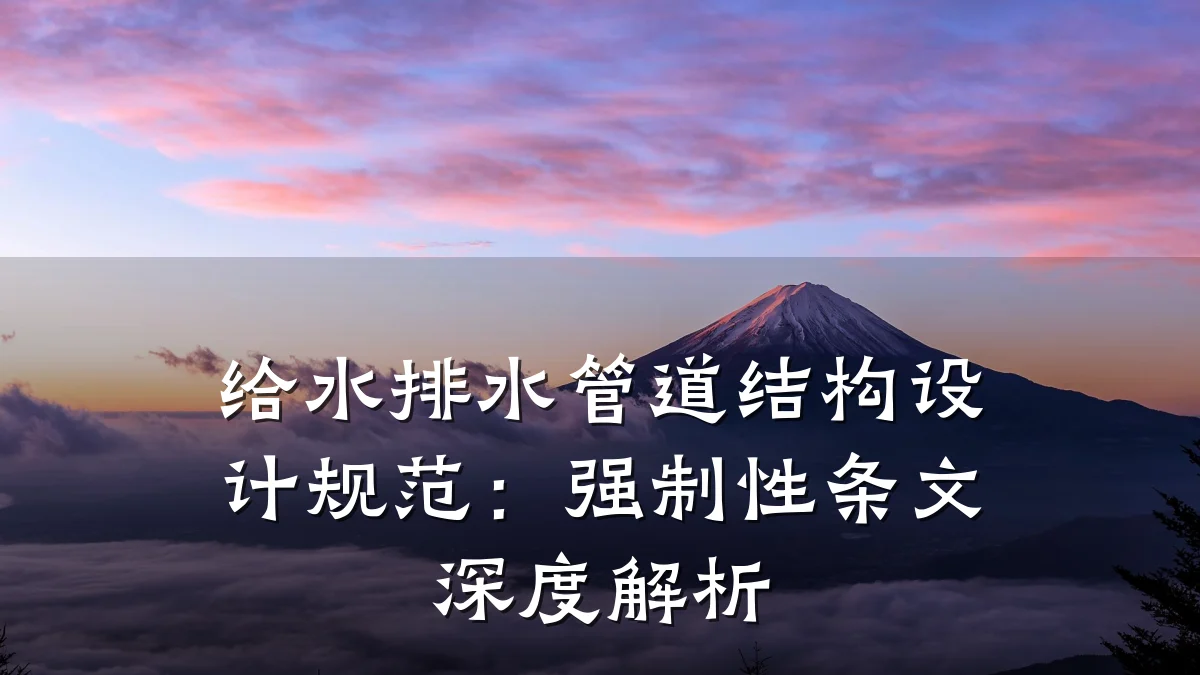 给水排水管道结构设计规范:强制性条文深度解析